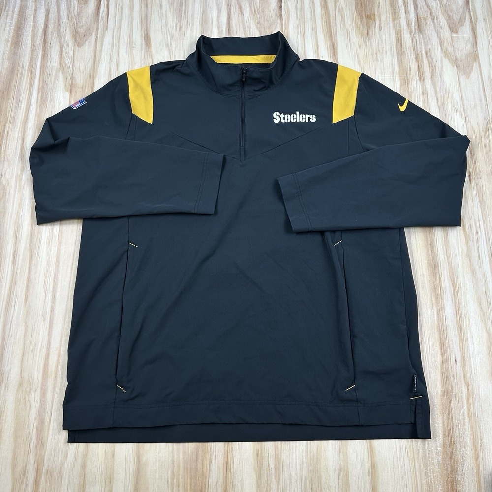 Nike Pittsburgh Steelers Jacket Mens XL Black NFL Football 1/4 Zip On Field